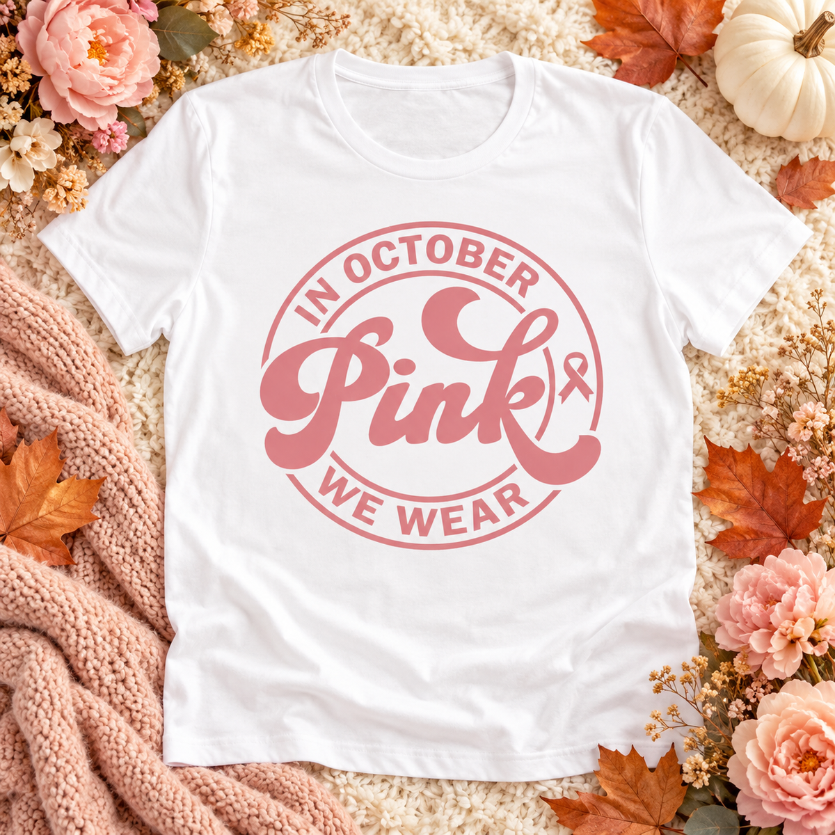 In October We Wear Pink T-Shirt | Breast Cancer Awareness