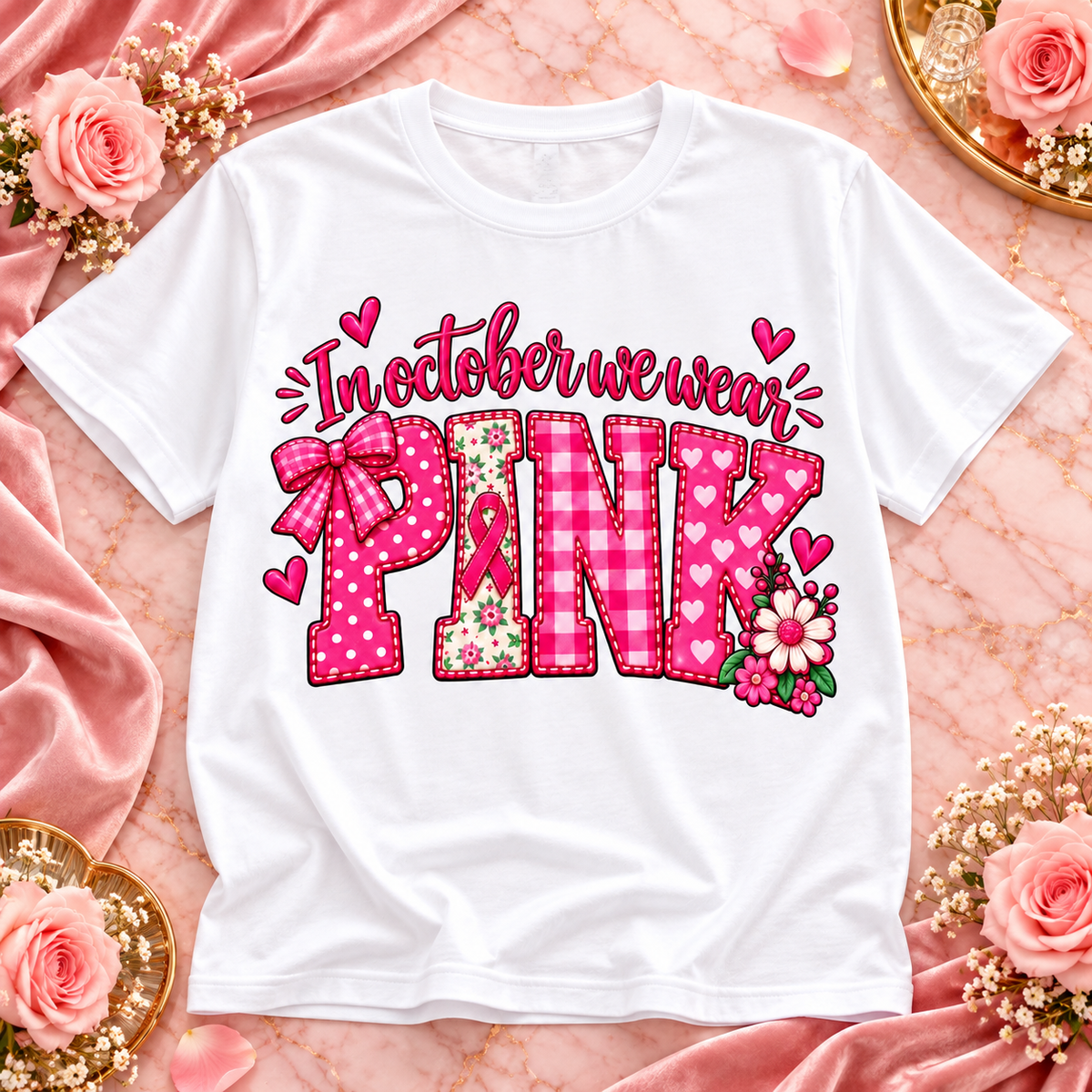 In October We Wear Pink T-Shirt – Breast Cancer Awareness