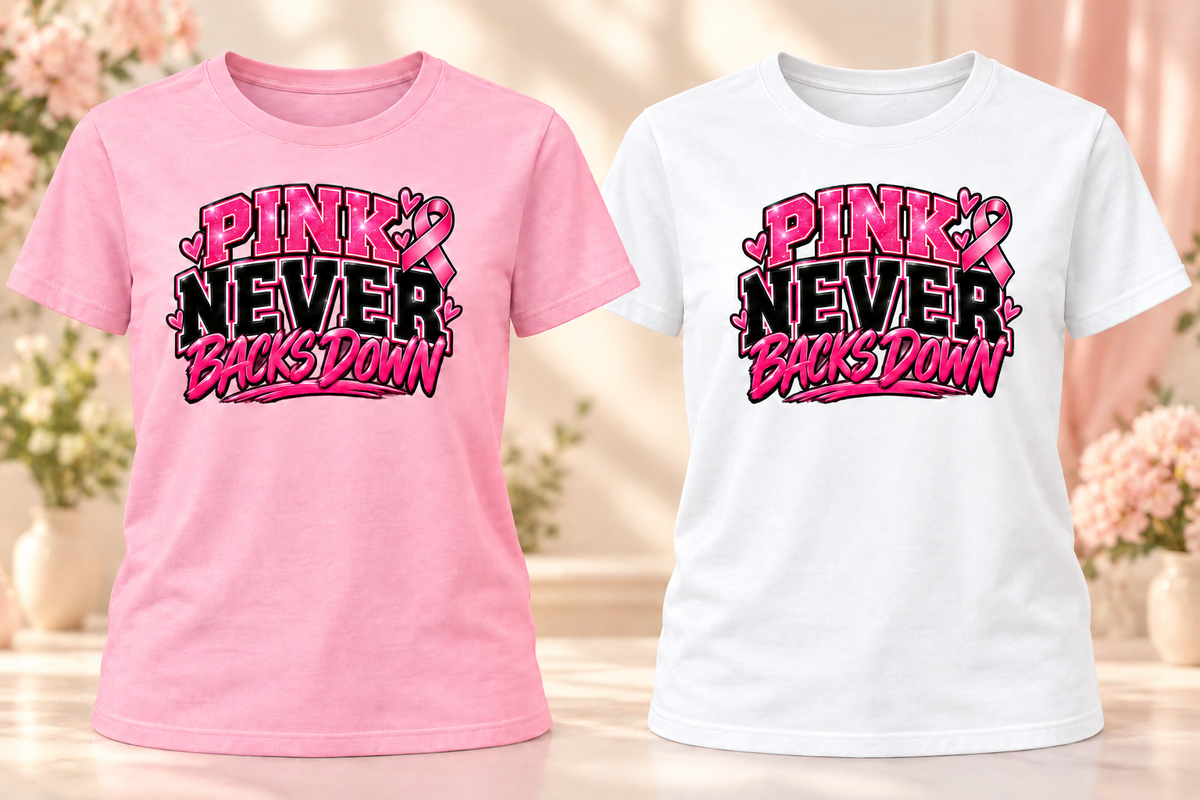 Pink Never Backs Down Breast Cancer Awareness T-Shirt